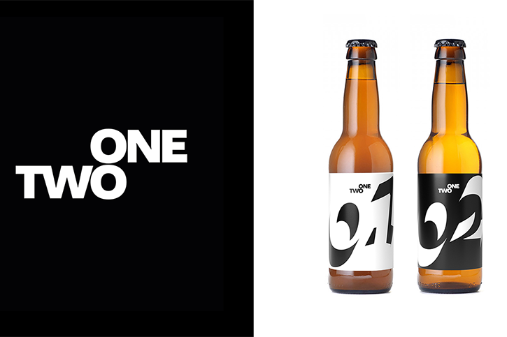 Onetwo Brewery黑白交替標標志設計，以順序編號詮釋精釀哲學